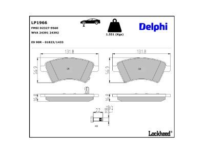 DELPHI LP1966 Brake Pad Set, disc brake