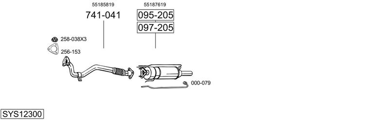 BOSAL kipufogórendszer SYS12300