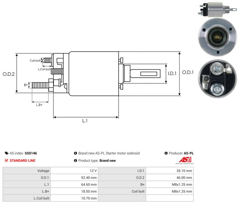 AS-PL SS0146 Solenoid Switch, starter
