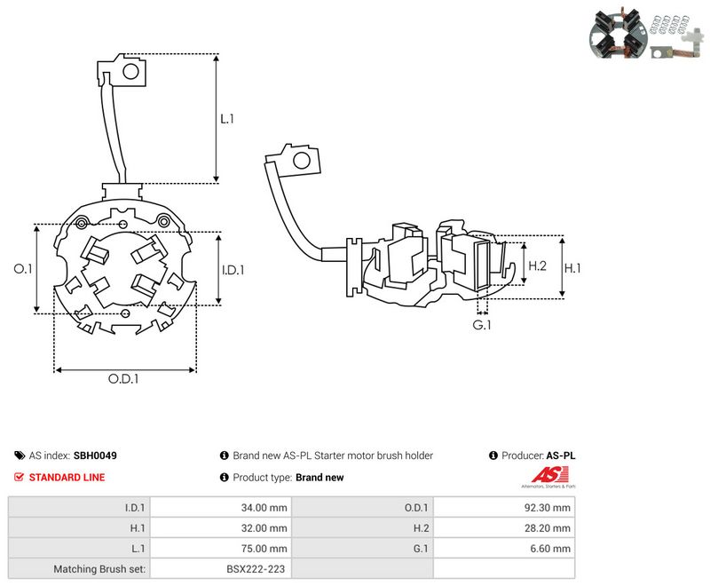 AS-PL SBH0049 Holder, carbon brushes