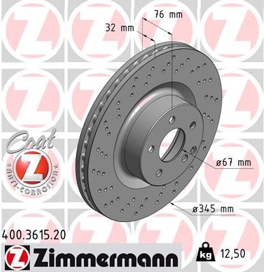 Гальмівний диск, Zimmermann 400361520