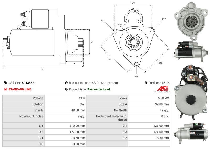 AS-PL S0138SR Starteris