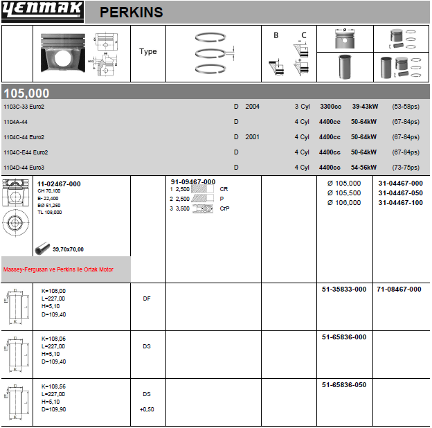 YENMAK Piston 31-04467-000