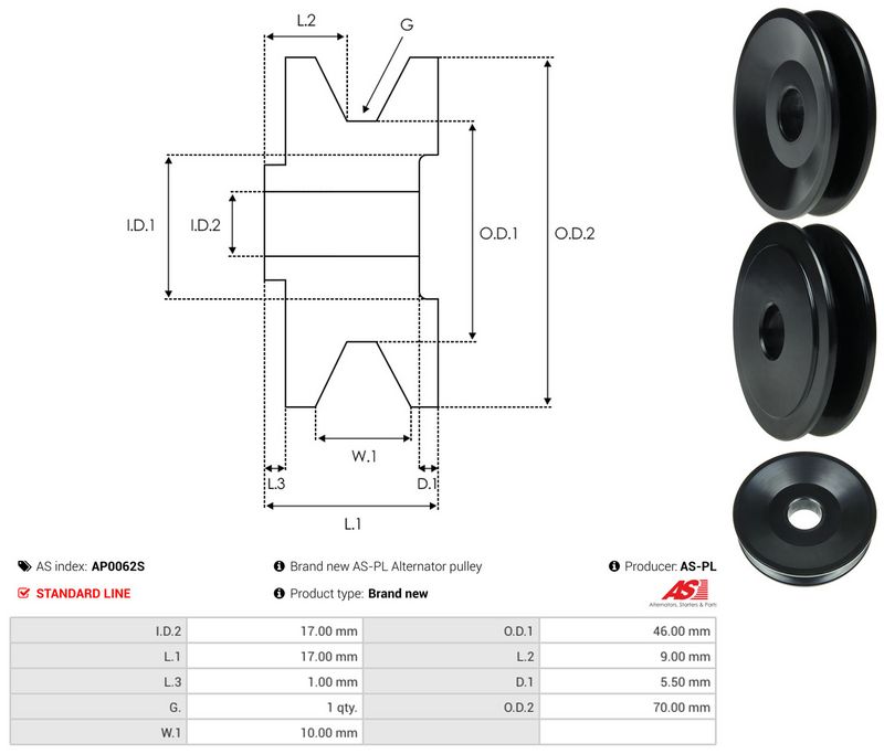 AS-PL AP0062S Belt Pulley, alternator