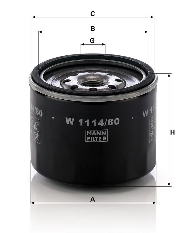 Õlifilter, MANN-FILTER W 1114, 80