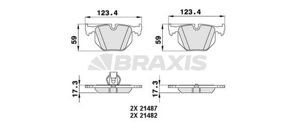 Комплект гальмівних накладок, дискове гальмо, Braxis AA0264