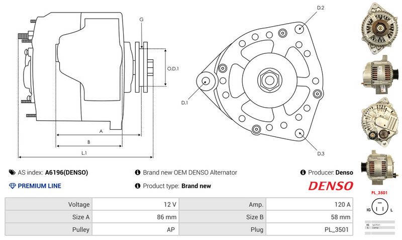 AS-PL A6196(DENSO) Alternator