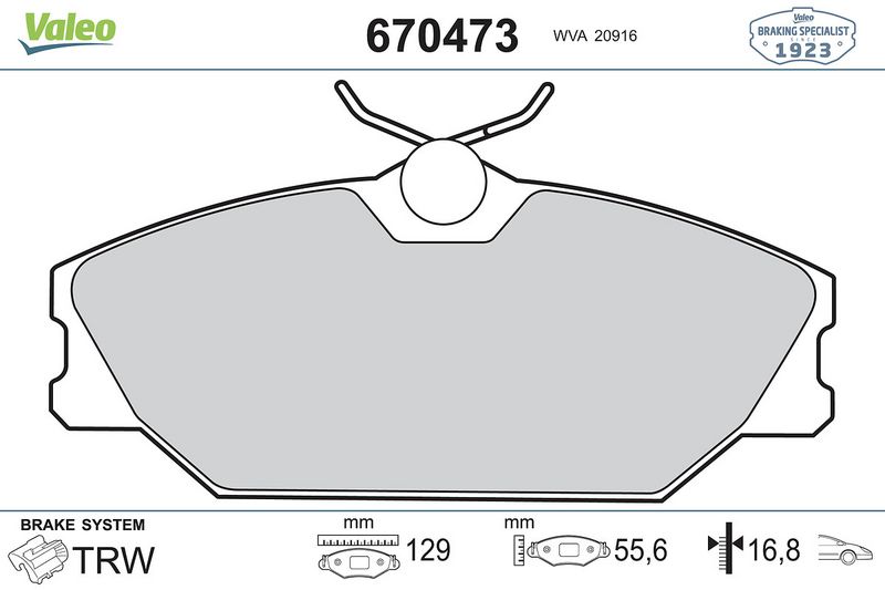 Plaquettes+de+frein+à+disque VALEO 670473