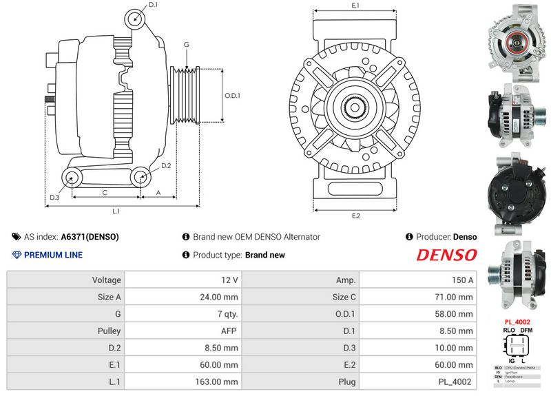AS-PL A6371(DENSO) Alternator