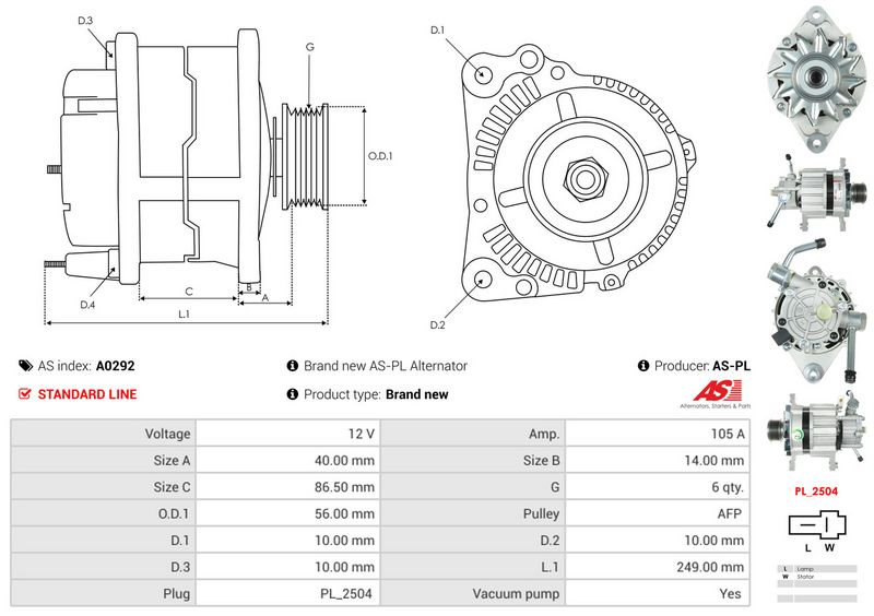 AS-PL A0292 Alternator