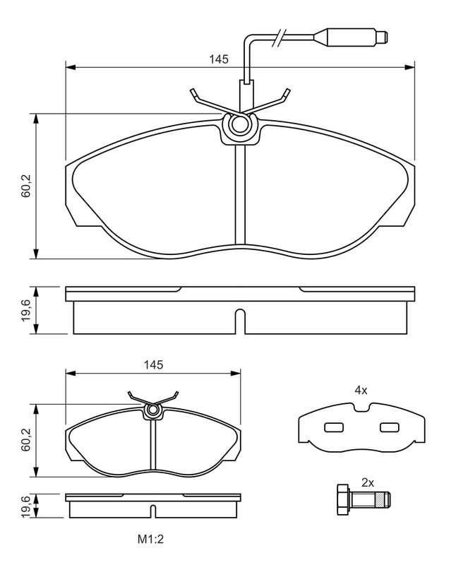 Piduriklotsi komplekt, ketaspidur, BOSCH 0 986 424 030