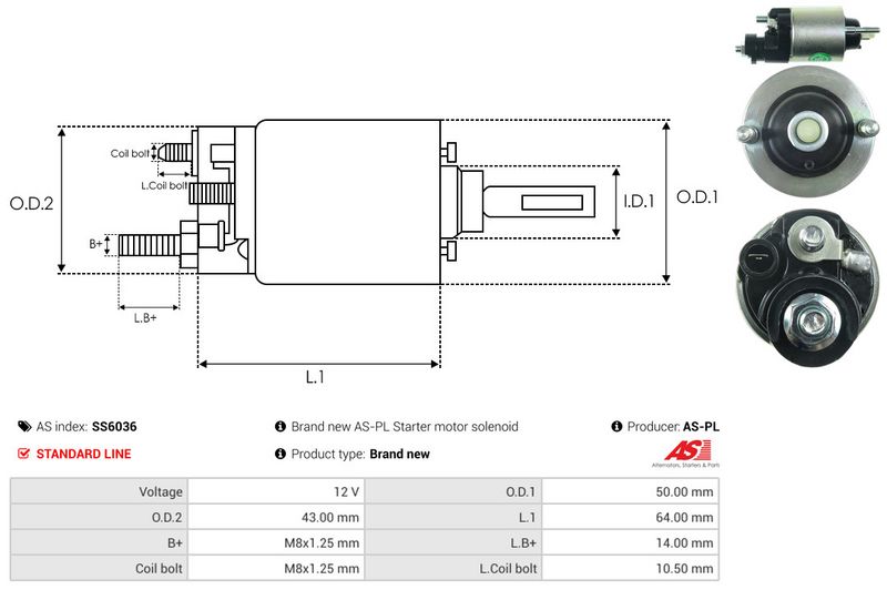 AS-PL SS6036 Solenoid Switch, starter