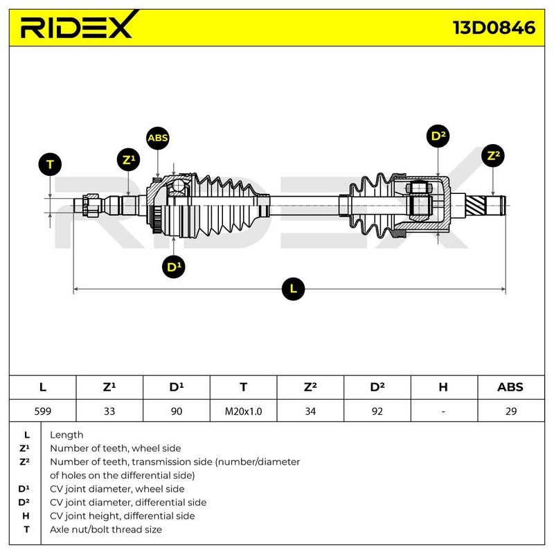 полуоска RIDEX