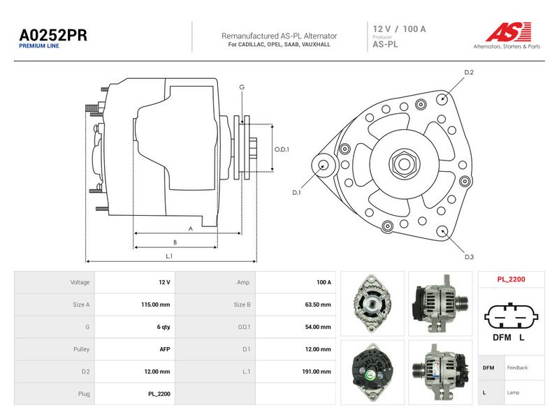 Generaator, AS-PL A0252PR