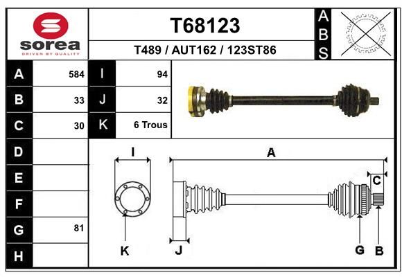 EAI hajtótengely T68123