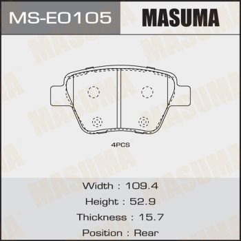 Комплект гальмівних колодок, Masuma MS-E0105