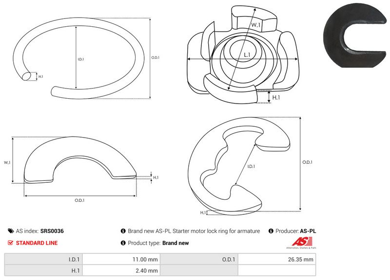 Remondikomplekt, Starter, AS-PL SRS0036