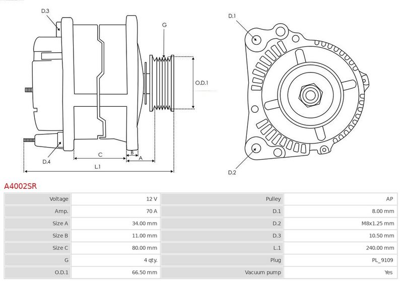 AS-PL A4002SR Alternator