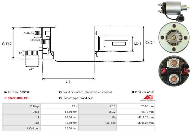 AS-PL SS5057 Solenoid Switch, starter