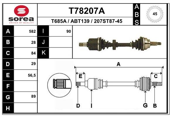 EAI hajtótengely T78207A