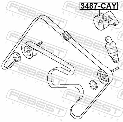 FEBEST 3487-CAY Tensioner Pulley, V-ribbed belt