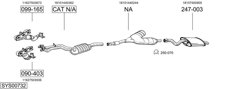 BOSAL kipufogórendszer SYS00732