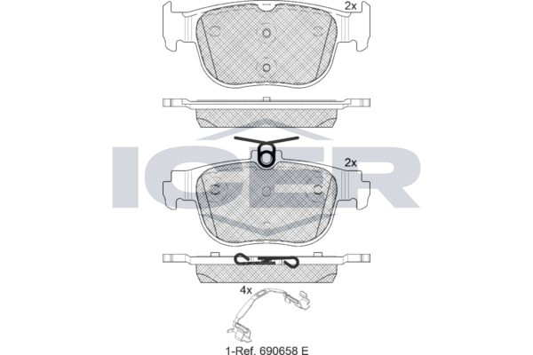 Комплект гальмівних накладок, дискове гальмо, Icer 182408