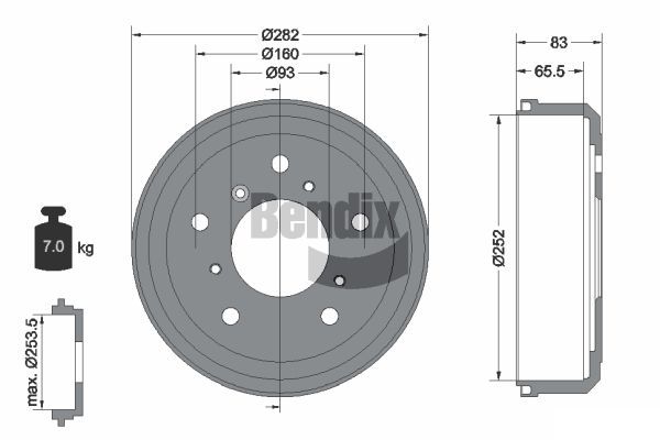 BENDIX Braking fékdob BDM1002