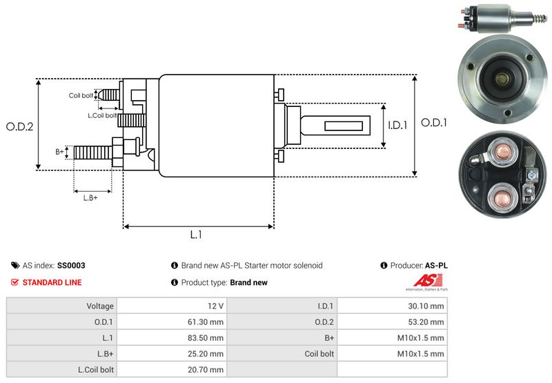 AS-PL SS0003 Solenoid Switch, starter