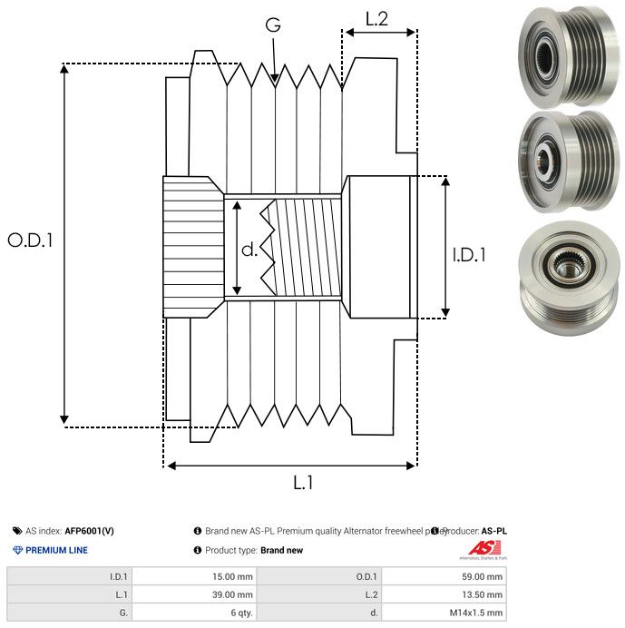 AS-PL AFP6001(V) Alternator Freewheel Clutch