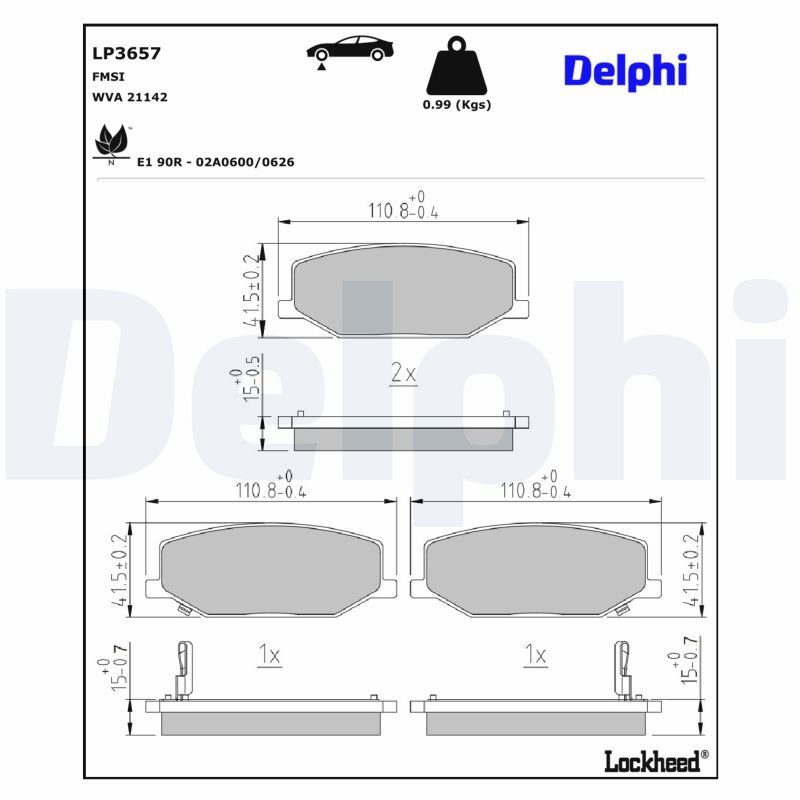 set placute frana,frana disc DELPHI LP3657
