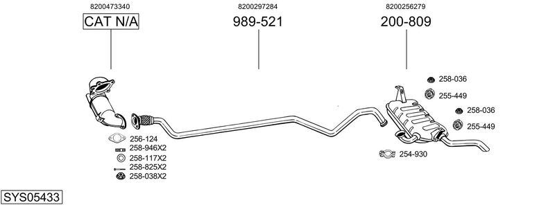 BOSAL kipufogórendszer SYS05433