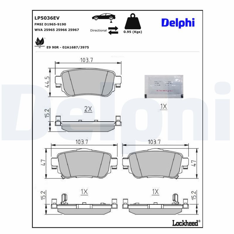DELPHI LP5036EV Brake Pad Set, disc brake