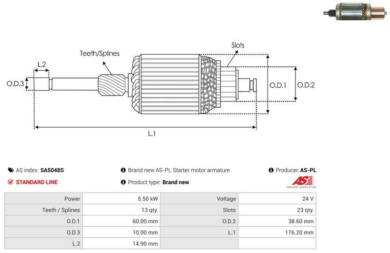 AS-PL SA5048S Armature, starter
