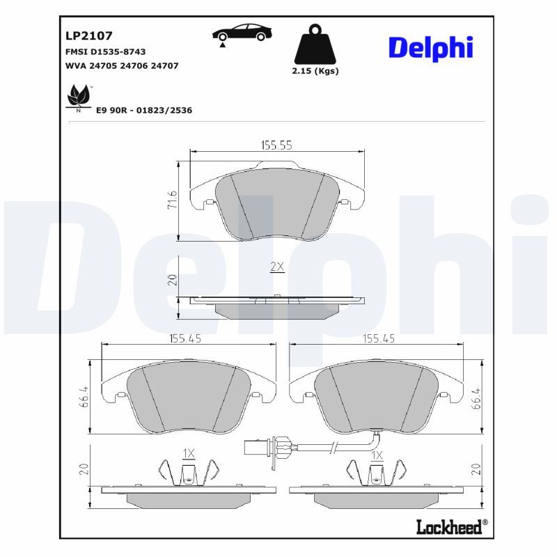 Piduriklotsi komplekt, ketaspidur, DELPHI LP2107
