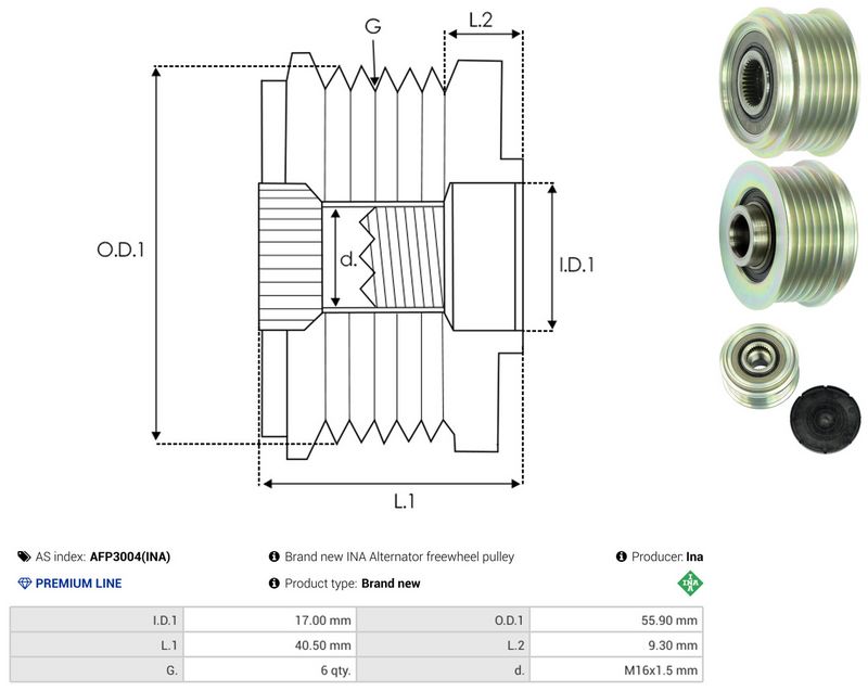 AS-PL AFP3004(INA) Alternator Freewheel Clutch