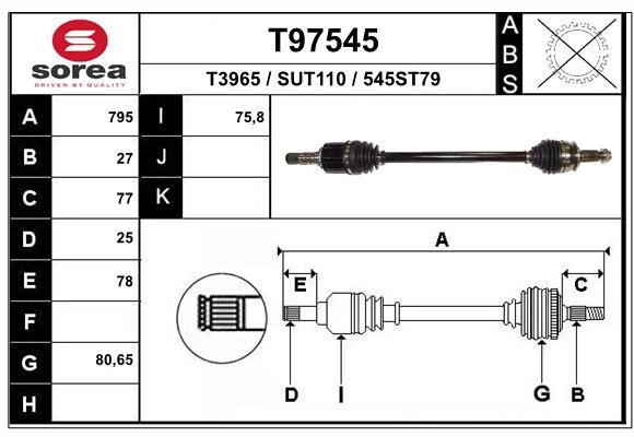 EAI hajtótengely T97545