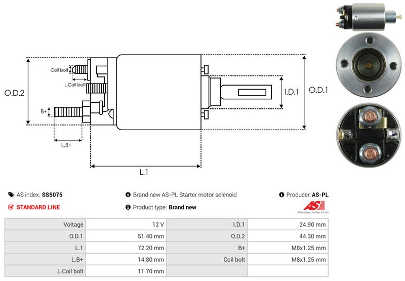 AS-PL SS5075 Solenoid Switch, starter
