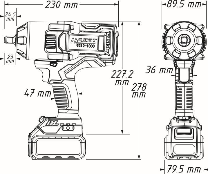 HAZET 9212-1000 Impact Wrench (rechargeable battery)