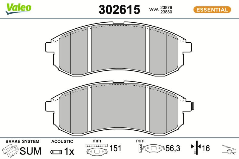 set placute frana,frana disc 302615 VALEO