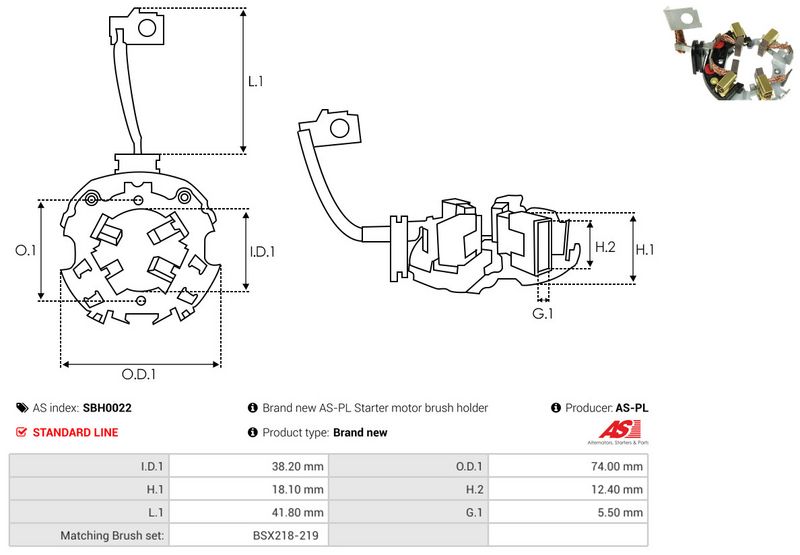 AS-PL SBH0022 Holder, carbon brushes