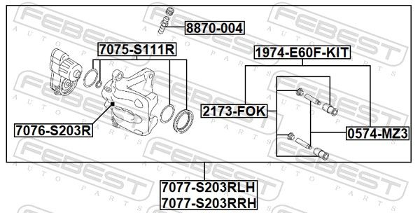 Kolvid, pidurisadul, FEBEST 7076-S203R