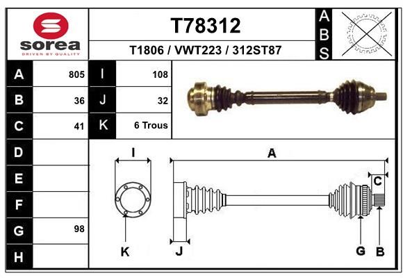 EAI hajtótengely T78312