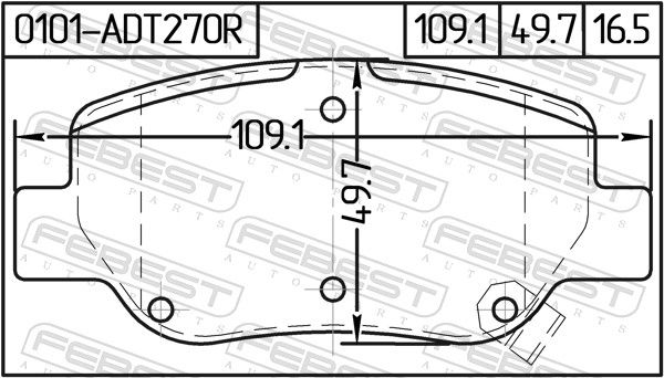 Комплект гальмівних накладок, дискове гальмо, Febest 0101-ADT270R