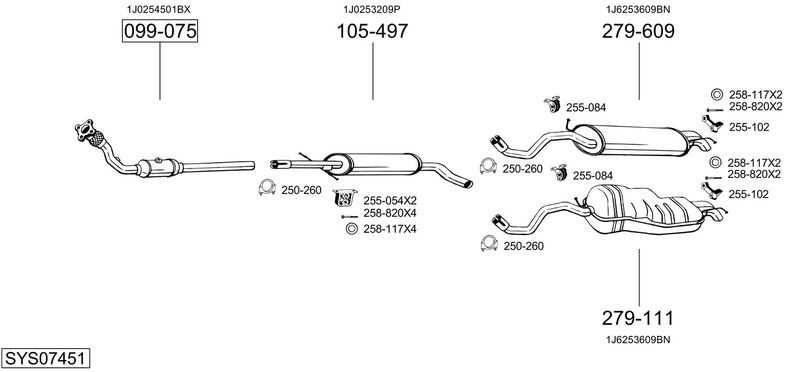 BOSAL kipufogórendszer SYS07451