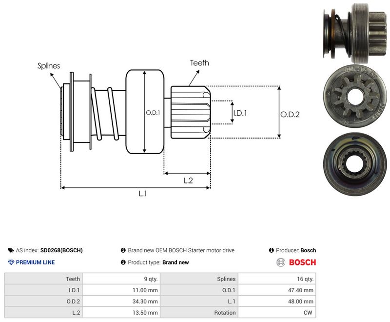 AS-PL SD0268(BOSCH) Freewheel Gear, starter