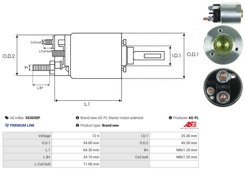 AS-PL SS3030P Solenoid Switch, starter