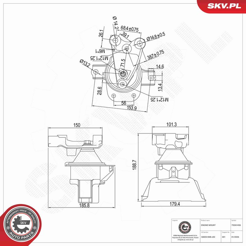ESEN SKV 75SKV456 Mounting, engine