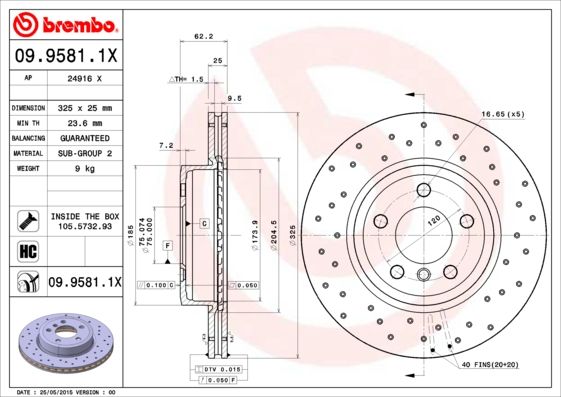 BREMBO Remschijf 09.9581.1X