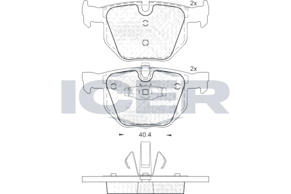 Комплект гальмівних накладок, дискове гальмо, Icer 181739